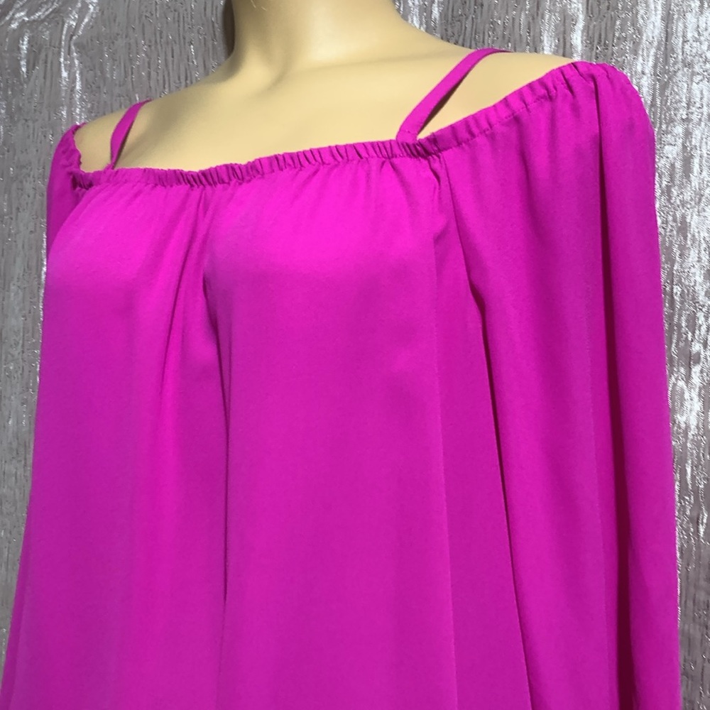 INC International Concepts Top Blouse 2X NWT Pink/Purple/Magenta Flame Stretchy - Picture 11 of 16